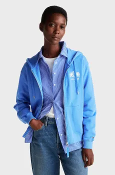 Женское голубое худи REG VARSITY ZIP HOODIE Голубой M Tommy Hilfiger WW0WW43850