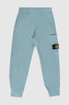 Детские голубые спортивные брюки с логотипом