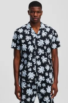 Мужская черная рубашка с узором Черный 3XL Karl Lagerfeld 552624.605521;996