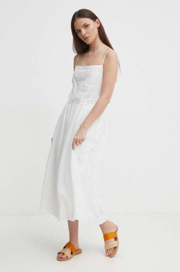 Платье Tommy Hilfiger цвет белый midi расклешённое WW0WW41877 Платье Tommy Hilfiger цвет белый midi расклешённое WW0WW41877