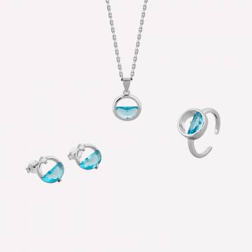 Серебряная подвеска Minimal B-41 15588 Бандл Изящный Горизонт blue Серебряная подвеска Minimal B-41 15588 Бандл Изящный Горизонт blue