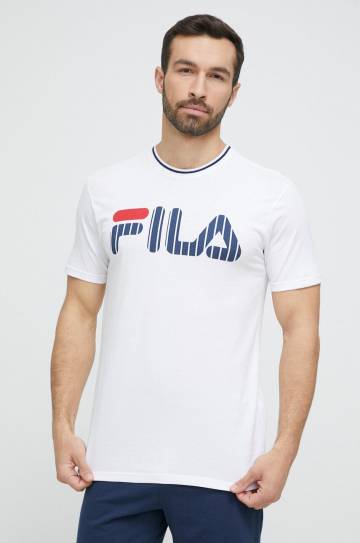 Хлопковая пижама Fila цвет белый с принтом Хлопковая пижама Fila цвет белый с принтом