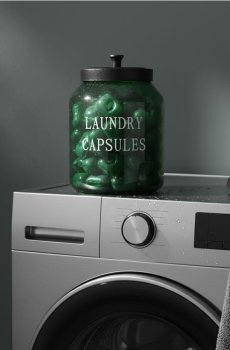 Скляна ємність із кришкою для пральних таблеток - зелений