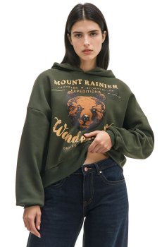 Cropp - Худі з принтом - темно-зелений