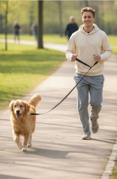 Набір повідка та нашийника для собаки - чорний