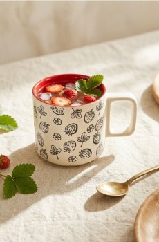 Керамічне горня з ручкою - червоний