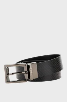 Мужской черный кожаный ремень с узором Черный M Guess BM7845.P5435;BLA