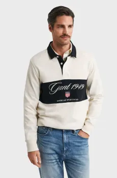 Мужское белое поло HEAVY Белый M Gant 2065098