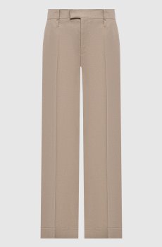 Бежевые брюки из льна с отворотами