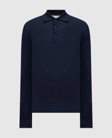 Синее поло с длинными рукавами