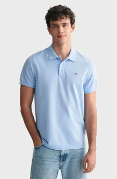 Мужское голубое поло REG SHIELD SS PIQUE POLO Голубой L Gant 2210