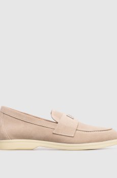 Бежевые замшевые лоферы