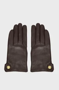 Женские темно-коричневые кожаные перчатки BUTTONED Коричневый M Gant 4931077