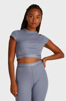 Женский синий топ RIB CROP TEE Синий M Calvin Klein LV00QS7349