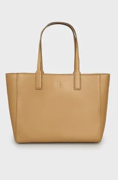 Женская бежевая сумка TH SOFT LOGO TOTE Бежевый ONESIZE Tommy Hilfiger AW0AW16905