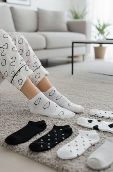 Набір коротких шкарпеток із сердечками, 7 шт. - різнобарвний