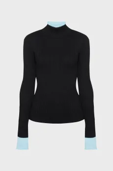 Женский черный гольф Buran Merino Color Block Черный XS Calvin Klein Jeans LV044D314G