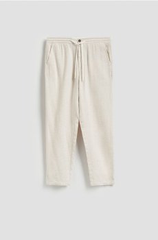 Reserved - Штани carrot fit із додаванням льону - нюдовий - YV378-02M