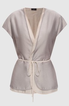 Серый кардиган на запах с цепочкой мониль