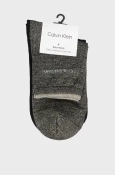 Женские носки (2 пары) CK WOMEN SHORT SOCK  SHINY MOULINE Разноцветный ONESIZE Calvin Klein 701229452
