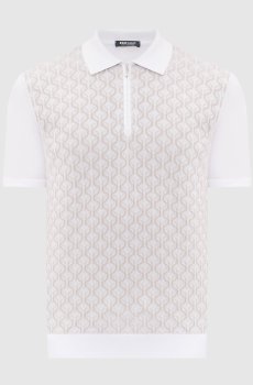 Белое поло с шелком в узор