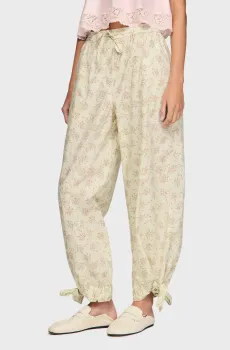 Женские белые брюки с узором Белый 38 Sandro SFPPA01916_Pink - Green