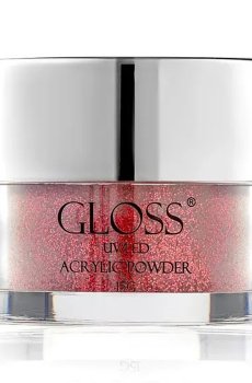 Акриловая пудра для ногтей Gloss UV/LED Acrylic Powder 023 Серый с красным микроблеском, 15 г