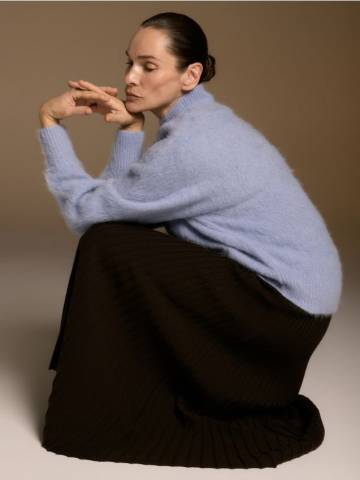 Reserved - Спідниця з трикотажу в рубчик - пильно-коричневий - TE792-98X