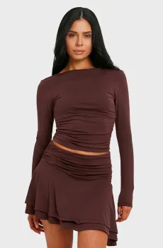 Женский коричневый лонгслив Коричневый XS Tally Weijl STSPETINA