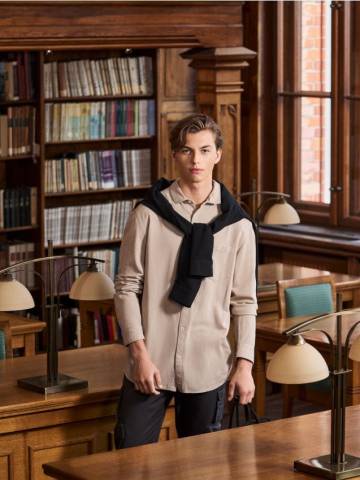 Сорочка з тканини з високим вмістом віскози - бежевий