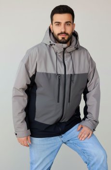 Мужская серая куртка с капюшоном RC-BR-178-grey