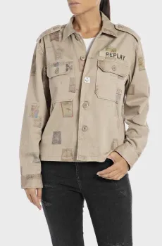 Женская бежевая рубашка с узором Бежевый L Replay W2142 .000.74970