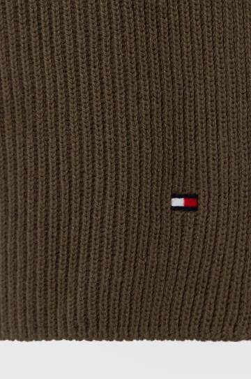 Шарф с примесью кашемира Tommy Hilfiger цвет зелёный однотонный Шарф с примесью кашемира Tommy Hilfiger цвет зелёный однотонный