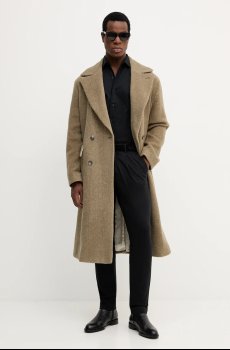 Пальто с шерстью BOSS H-Cale-DB-Flaps-254