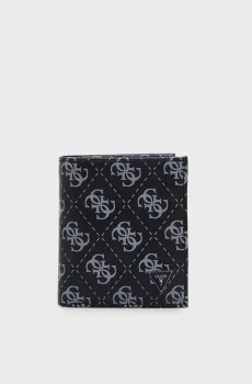 Мужской черный кожаный кошелек с узором MITO SM BILLFOLD W C POCKET Черный ONESIZE Guess SMVELELEA22