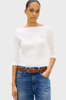 Женский белый лонгслив NEW CODY Белый M Tommy Hilfiger WW0WW40589