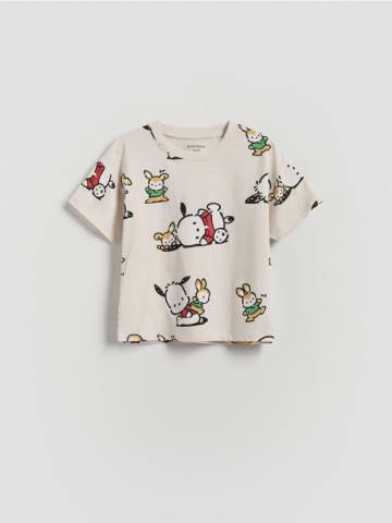 Reserved - Футболка Pochacco - бежевий - 104FO-08X Reserved - Футболка Pochacco - бежевий - 104FO-08X