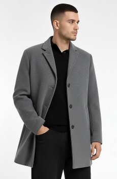 Мужское серое шерстяное пальто AP-233810-K2-grey