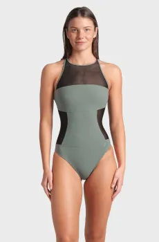 Женский оливковый купальник MESH PANELS SWIM PRO Оливковый 36 Arena 006659-600