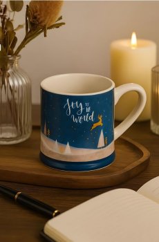 Керамічне різдвяне горнятко з написом «Joy to the World» - темно-зелений