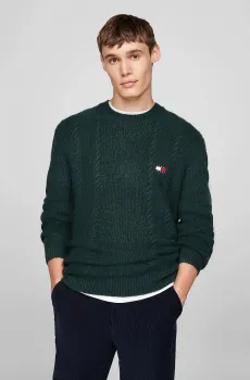 Мужской зеленый джемпер TJM SLIM CABLE KNIT CNECK Зеленый L Tommy Jeans DM0DM19440