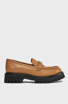 Женские коричневые кожаные  лоферы Коричневый 38 DKNY K3349230