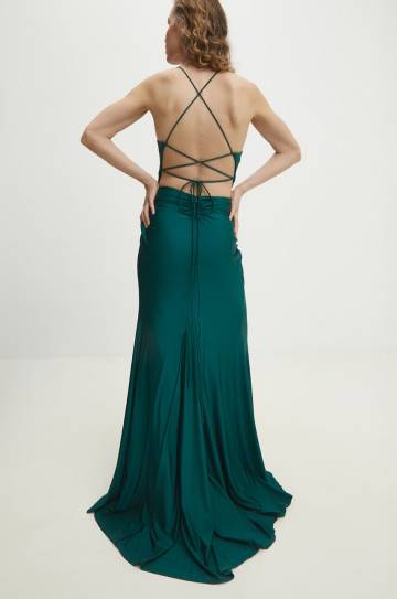 Платье Answear Lab цвет зелёный maxi расклешённая Платье Answear Lab цвет зелёный maxi расклешённая