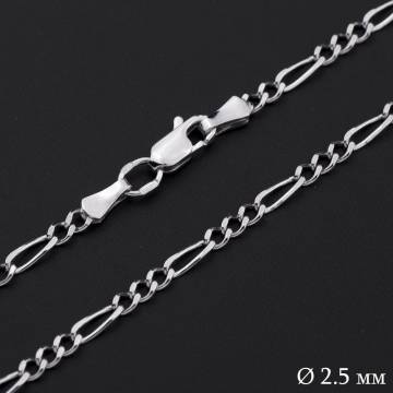 Серебряная родированная цепочка плетение Фигаро 3+1 Р010892 Серебряная родированная цепочка плетение Фигаро 3+1 Р010892