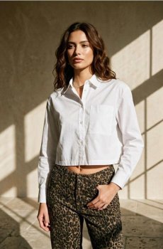 Сорочка зі змішаною тканиною з льоном - білий