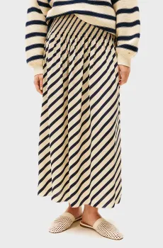 Женская бежевая юбка в полоску TH X SRG LONG FLUID BRETON SKIRT Бежевый XS Tommy Hilfiger WW0WW45562