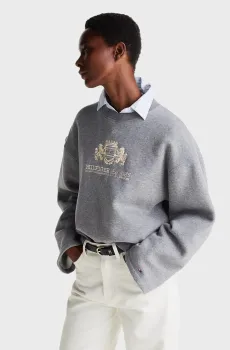 Женский серый свитшот REG VARSITY C-NK WIDE SLV Серый S Tommy Hilfiger WW0WW43851