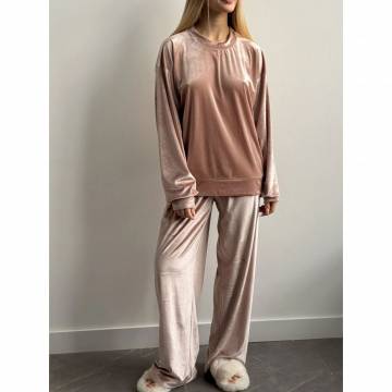 Костюм женский Miso Велюр (бархат), штаны и кофта, розовый, размер L (13835)