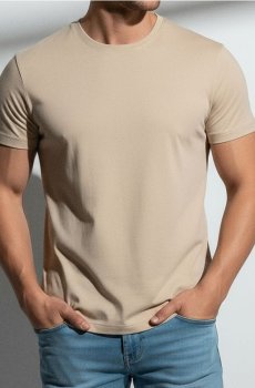 Бавовняна футболка basic - бежевий