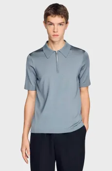 Мужское серое поло Серый XL Sandro SHPTR00344_Grey - blu